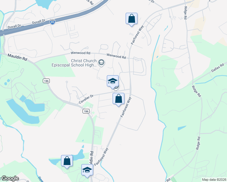 map of restaurants, bars, coffee shops, grocery stores, and more near 230 Cavalier Drive in Greenville