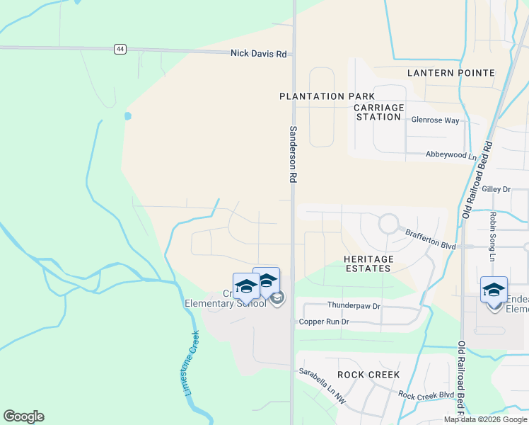map of restaurants, bars, coffee shops, grocery stores, and more near 16513 Sanderson Road in Harvest