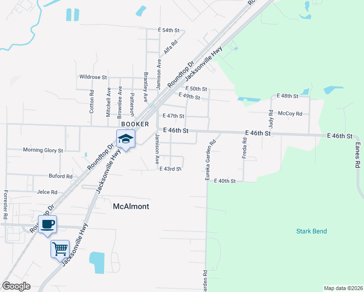 map of restaurants, bars, coffee shops, grocery stores, and more near 321 East 44th Street in North Little Rock