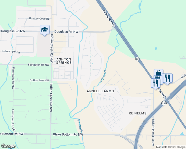 map of restaurants, bars, coffee shops, grocery stores, and more near in Huntsville