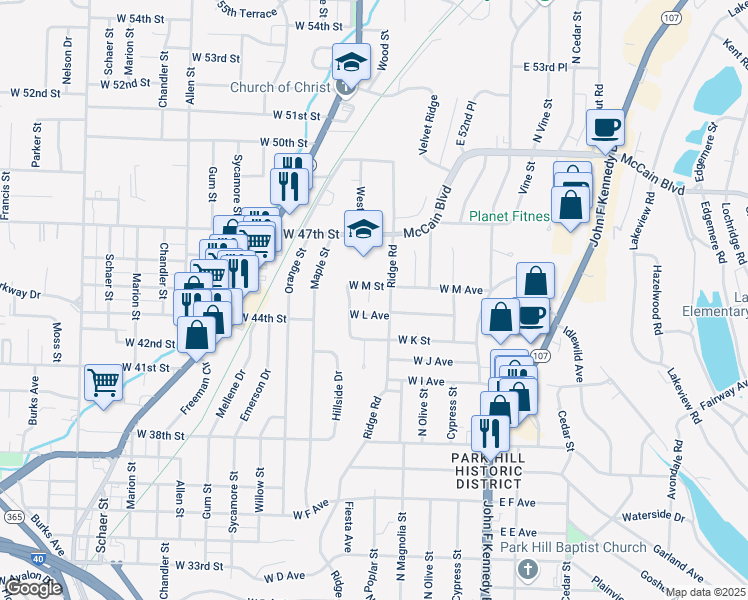 map of restaurants, bars, coffee shops, grocery stores, and more near 4402 Leilani Drive in North Little Rock