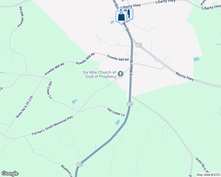 map of restaurants, bars, coffee shops, grocery stores, and more near 163 Furman L Smith Memorial Highway in Central