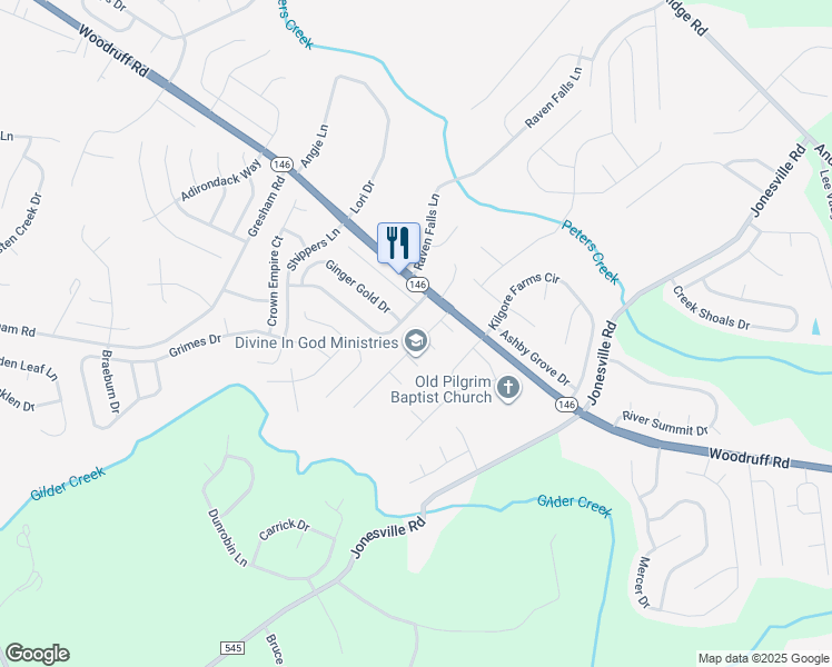 map of restaurants, bars, coffee shops, grocery stores, and more near 200 Revis Creek Court in Simpsonville