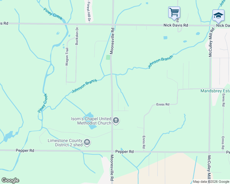 map of restaurants, bars, coffee shops, grocery stores, and more near 16470 Mahogany Drive in Athens