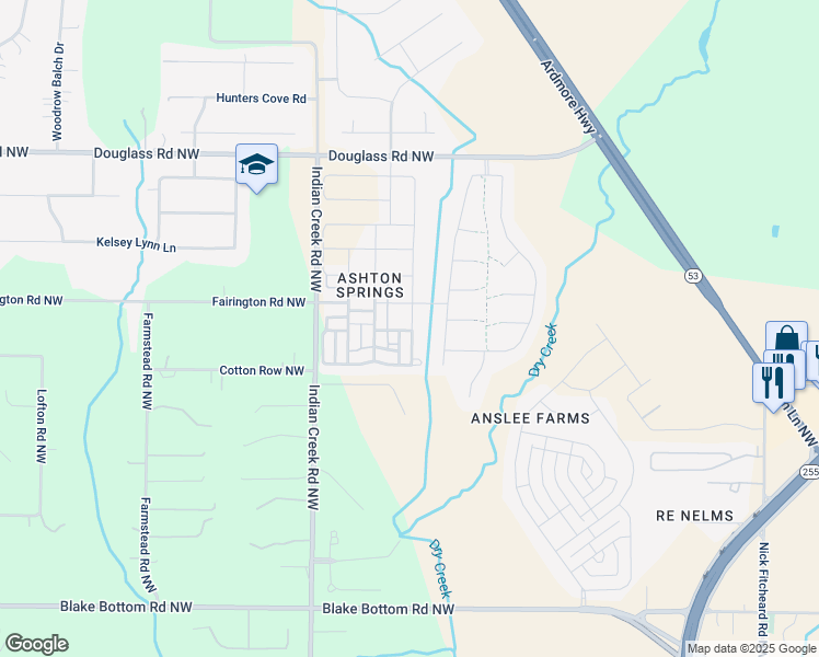 map of restaurants, bars, coffee shops, grocery stores, and more near 7215 Berrywood Court in Huntsville