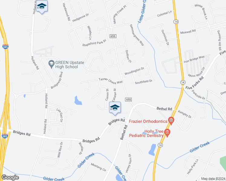 map of restaurants, bars, coffee shops, grocery stores, and more near 208 Catalan Street in Greenville