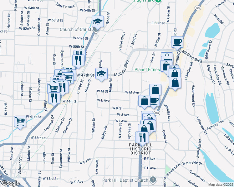 map of restaurants, bars, coffee shops, grocery stores, and more near 212 West M Avenue in North Little Rock