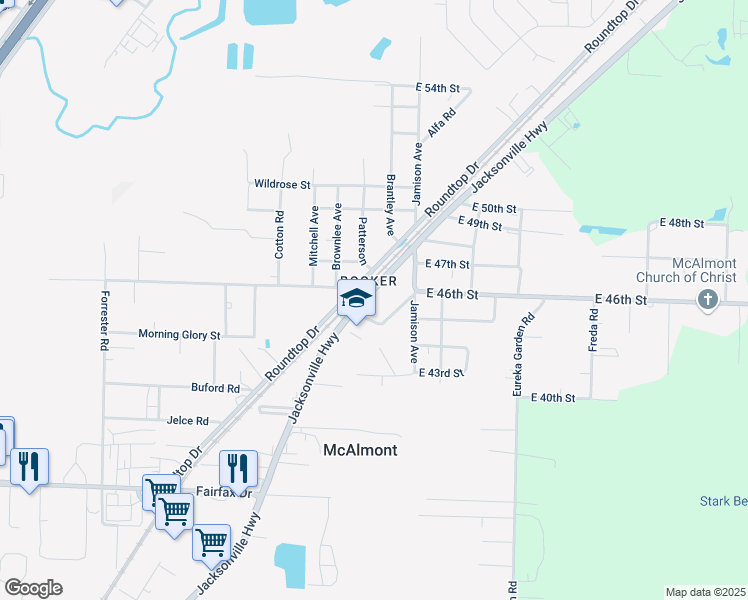 map of restaurants, bars, coffee shops, grocery stores, and more near 4512 Arkansas 161 in North Little Rock