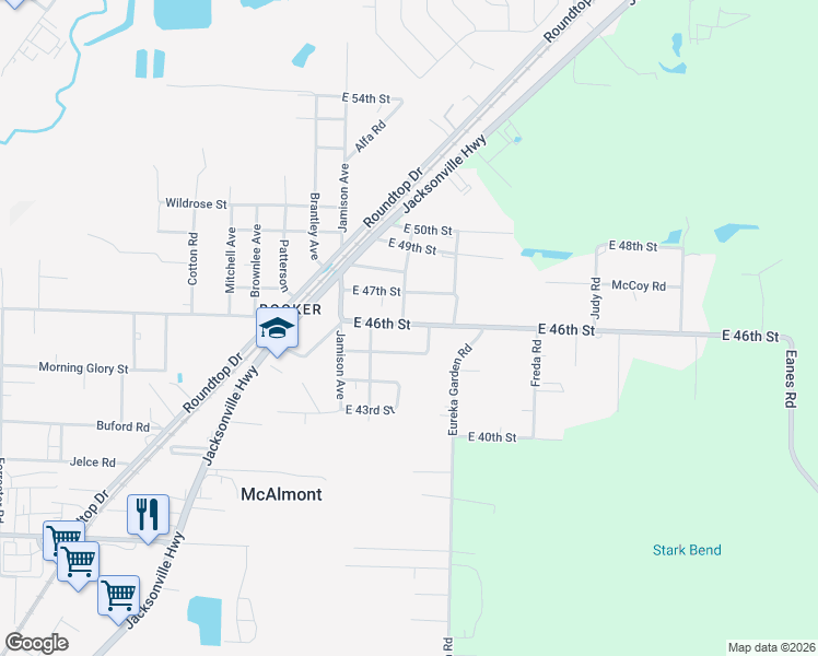map of restaurants, bars, coffee shops, grocery stores, and more near 1204 East 46th Street in North Little Rock