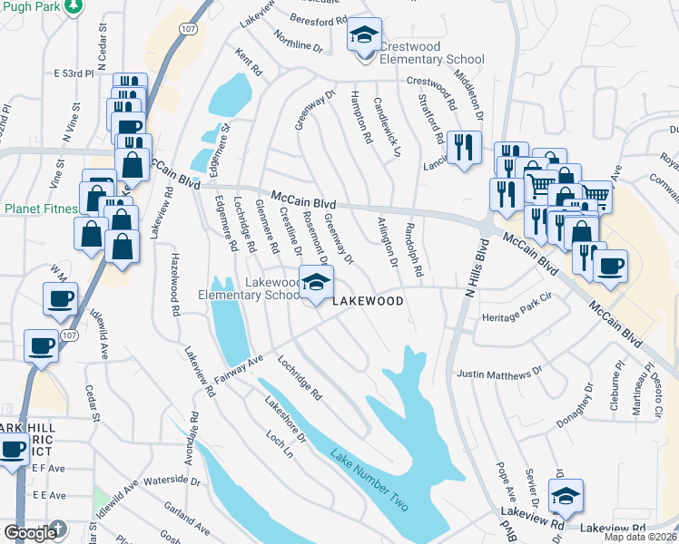 map of restaurants, bars, coffee shops, grocery stores, and more near 1905 Topf Road in North Little Rock
