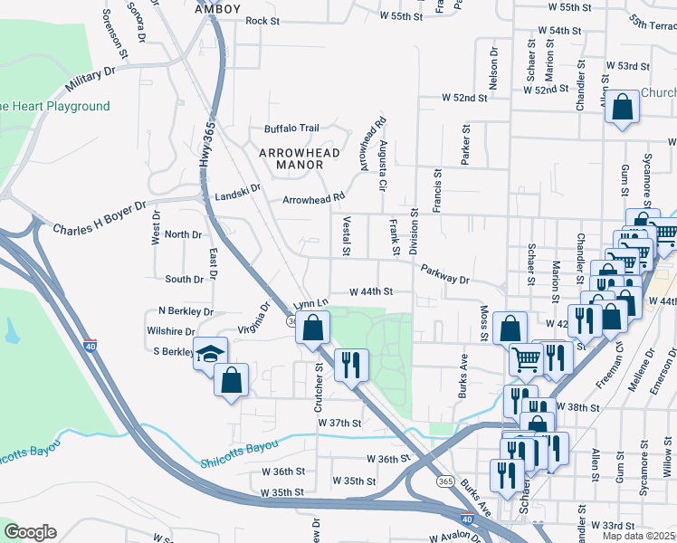 map of restaurants, bars, coffee shops, grocery stores, and more near 4416 Lynn Lane in North Little Rock