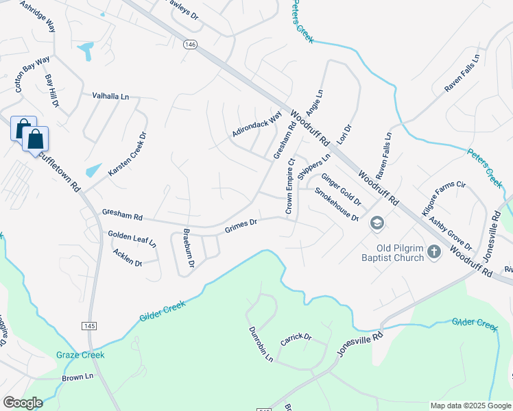map of restaurants, bars, coffee shops, grocery stores, and more near 7 Crispin Court in Simpsonville