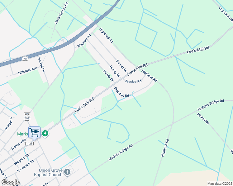 map of restaurants, bars, coffee shops, grocery stores, and more near 17940 Brandon Road in Laurinburg