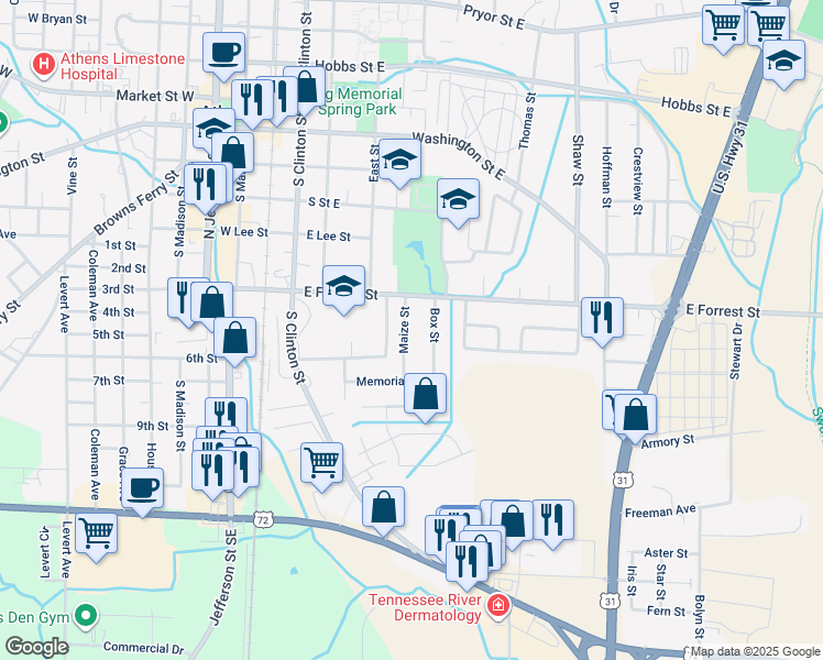 map of restaurants, bars, coffee shops, grocery stores, and more near in Athens