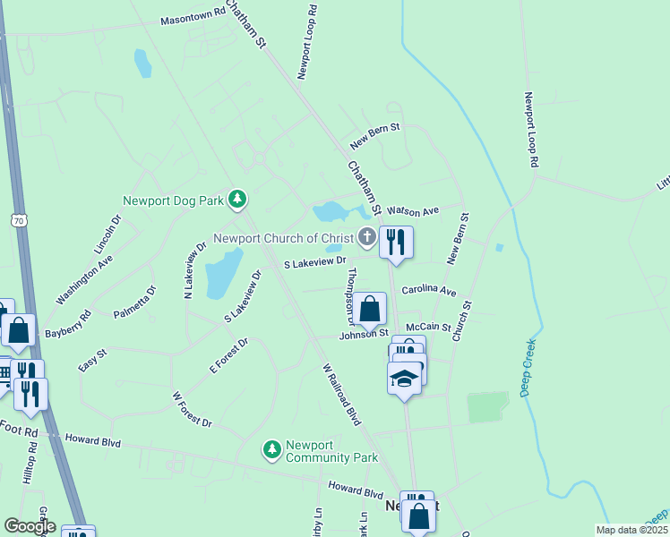 map of restaurants, bars, coffee shops, grocery stores, and more near 2112 South Lakeview Drive in Newport