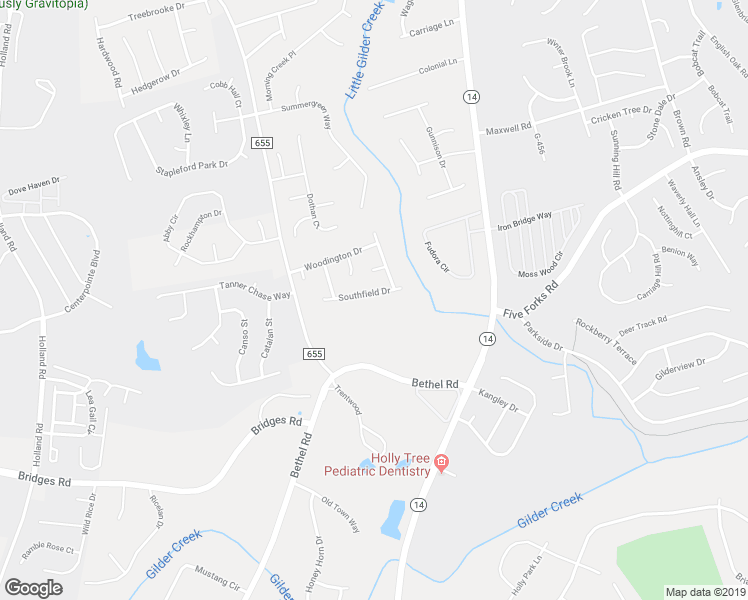 map of restaurants, bars, coffee shops, grocery stores, and more near 14 Southfield Drive in Greenville