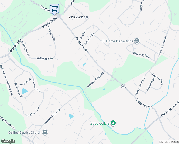 map of restaurants, bars, coffee shops, grocery stores, and more near 1850 Crestview Road in Easley
