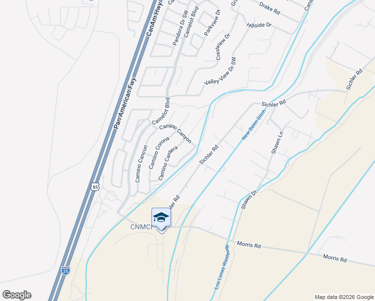 map of restaurants, bars, coffee shops, grocery stores, and more near 1641 Camino Cantera in Los Lunas