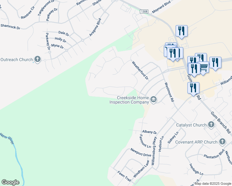 map of restaurants, bars, coffee shops, grocery stores, and more near 202 Pennington Street in Jacksonville