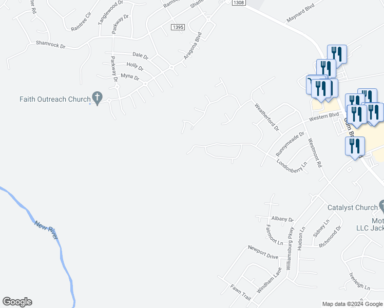 map of restaurants, bars, coffee shops, grocery stores, and more near 807 Oleander Street in Jacksonville