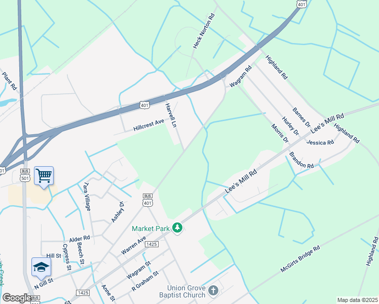 map of restaurants, bars, coffee shops, grocery stores, and more near 17041 Wagram Road in Laurinburg
