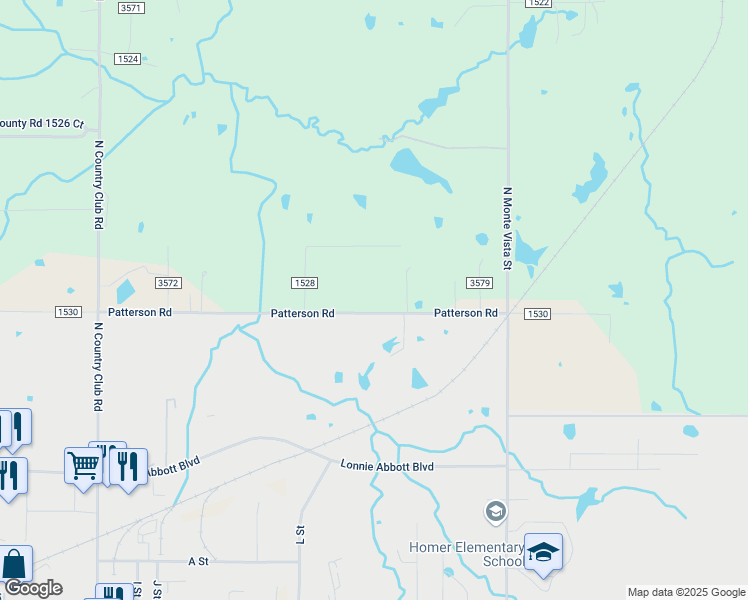 map of restaurants, bars, coffee shops, grocery stores, and more near 17672 County Road 1530 in Ada