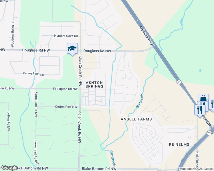 map of restaurants, bars, coffee shops, grocery stores, and more near 7215 Elmcroft Avenue in Huntsville