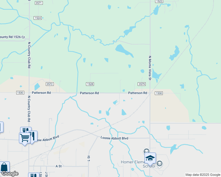 map of restaurants, bars, coffee shops, grocery stores, and more near 17672 County Road 1530 in Ada