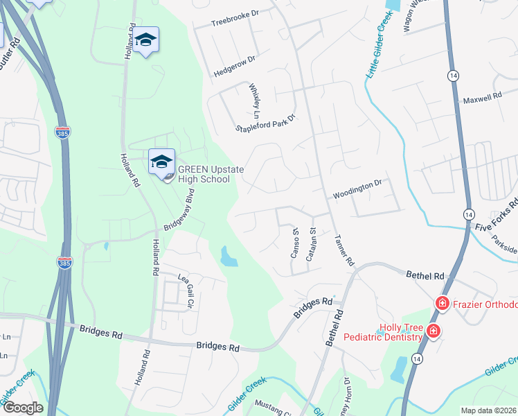 map of restaurants, bars, coffee shops, grocery stores, and more near 300 Tanner Chace Way in Greenville