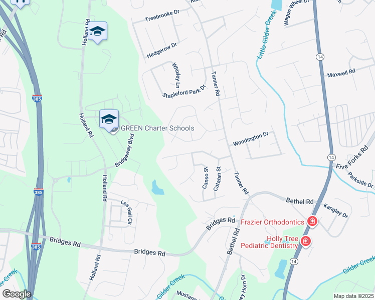 map of restaurants, bars, coffee shops, grocery stores, and more near 300 Tanner Chace Way in Greenville