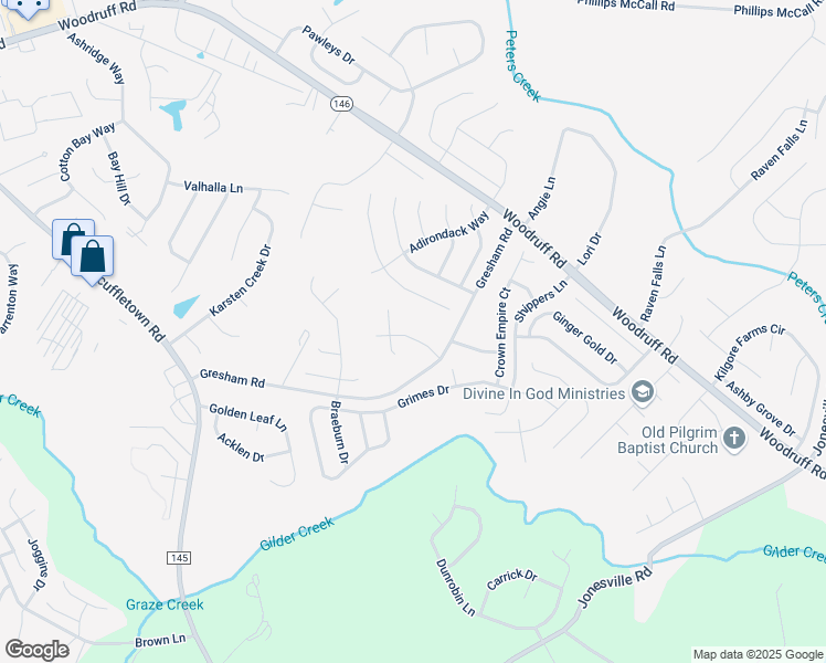 map of restaurants, bars, coffee shops, grocery stores, and more near 12 Aldershot Way in Simpsonville