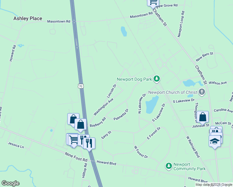 map of restaurants, bars, coffee shops, grocery stores, and more near 128 Washington Avenue in Newport