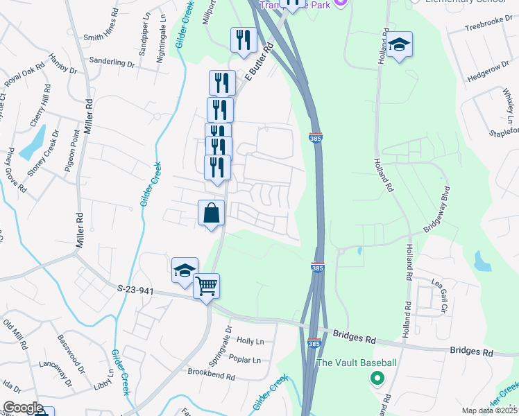 map of restaurants, bars, coffee shops, grocery stores, and more near 331 Moonstone Drive in Mauldin