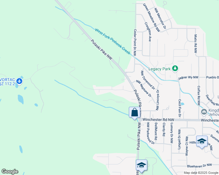 map of restaurants, bars, coffee shops, grocery stores, and more near 4100 Juniper Drive Northwest in Huntsville