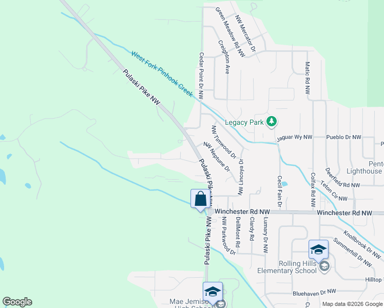 map of restaurants, bars, coffee shops, grocery stores, and more near 6031 Pulaski Pike Northwest in Huntsville