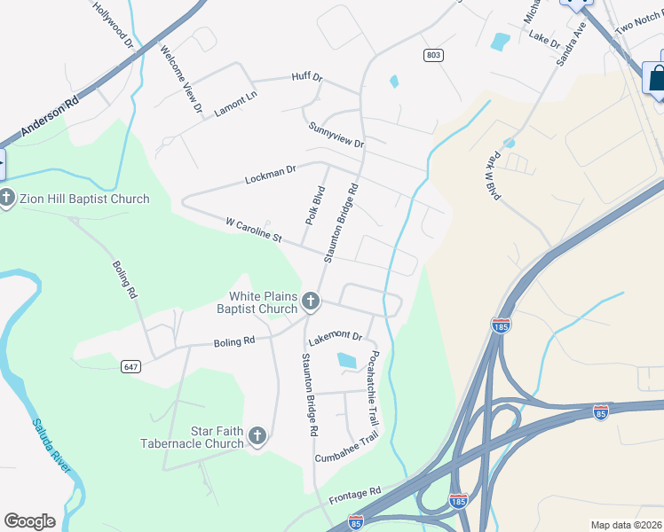 map of restaurants, bars, coffee shops, grocery stores, and more near 2 East Caroline Street in Greenville