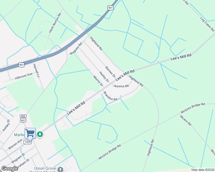 map of restaurants, bars, coffee shops, grocery stores, and more near 17014-17244 Morris Drive in Laurinburg