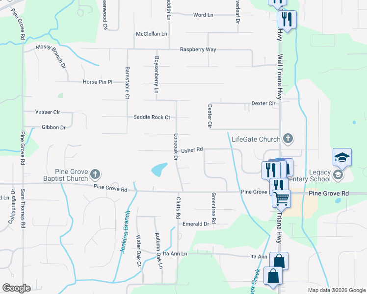 map of restaurants, bars, coffee shops, grocery stores, and more near 374 Usher Road in Madison
