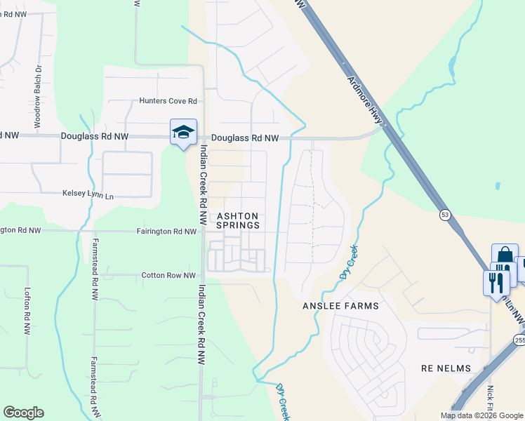 map of restaurants, bars, coffee shops, grocery stores, and more near 7215 Elmcroft Avenue in Huntsville