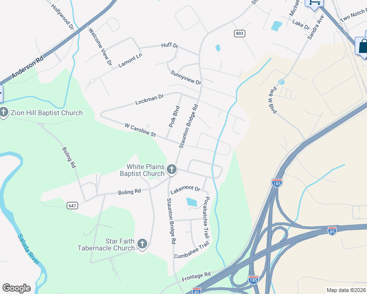 map of restaurants, bars, coffee shops, grocery stores, and more near 2 East Caroline Street in Greenville