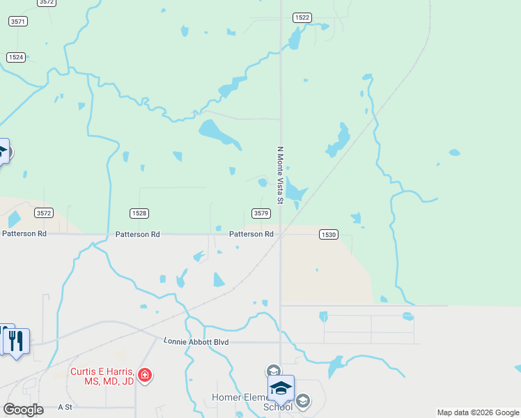 map of restaurants, bars, coffee shops, grocery stores, and more near Patterson Road in Ada
