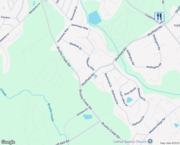 map of restaurants, bars, coffee shops, grocery stores, and more near 153 Sheffield Road in Easley