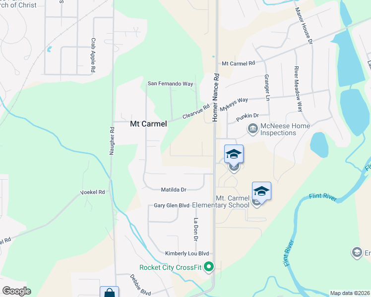 map of restaurants, bars, coffee shops, grocery stores, and more near 115 Peterson Place in Huntsville