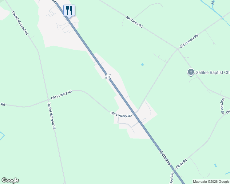 map of restaurants, bars, coffee shops, grocery stores, and more near 1108 East 4th Avenue in Red Springs