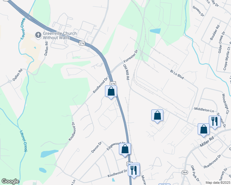 map of restaurants, bars, coffee shops, grocery stores, and more near 3165-3167 North Main Street in Mauldin