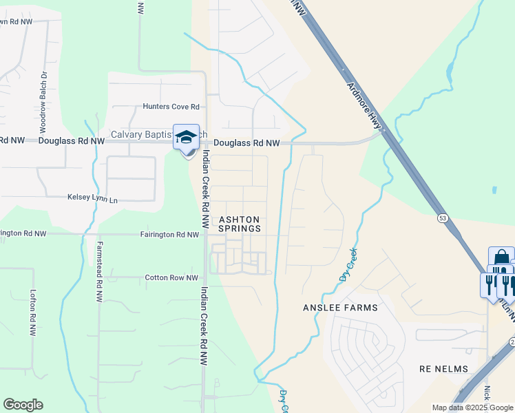 map of restaurants, bars, coffee shops, grocery stores, and more near 7215 Elmcroft Avenue in Huntsville