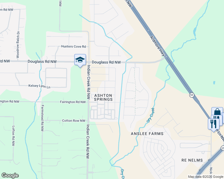 map of restaurants, bars, coffee shops, grocery stores, and more near 7215 Elmcroft Avenue in Huntsville