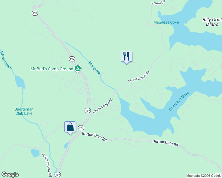 map of restaurants, bars, coffee shops, grocery stores, and more near 5050 Laurel Lodge Road in Clarkesville