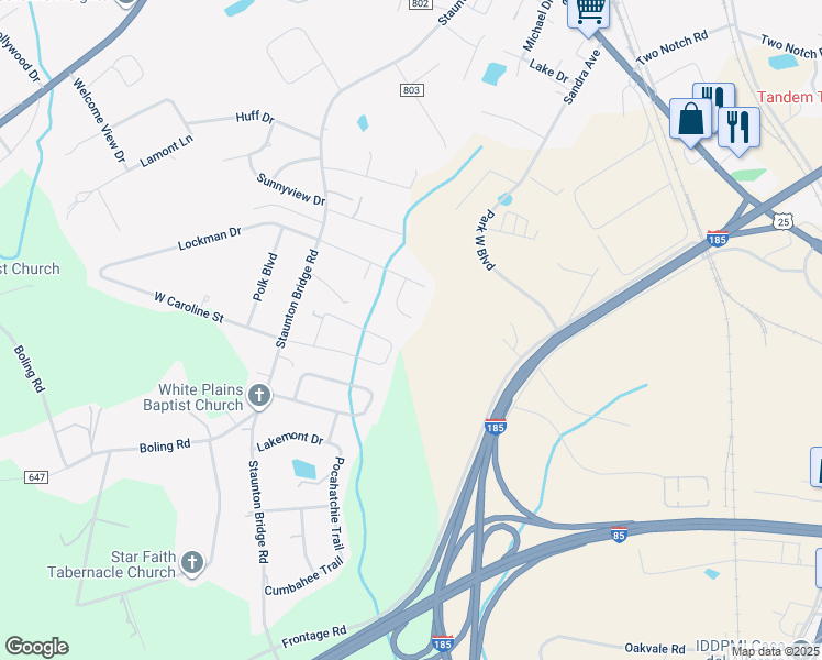 map of restaurants, bars, coffee shops, grocery stores, and more near 15 Swamp Fire Court in Greenville