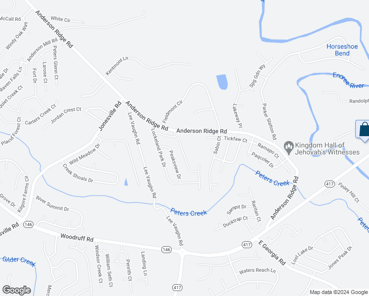 map of restaurants, bars, coffee shops, grocery stores, and more near 225 Sleepy River Road in Simpsonville